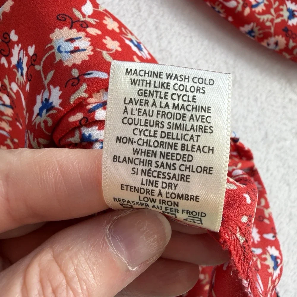 Max Studio Plus 1X Top Red Floral Peasant Blouse Boho Cottagecore Flowy Women's - Picture 7 of 11